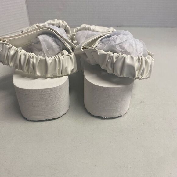 SHOEDAZZLE Taneisa Women’s Rusched Strap Wedge Sandal Size 7 White New With Defe - Picture 11 of 12